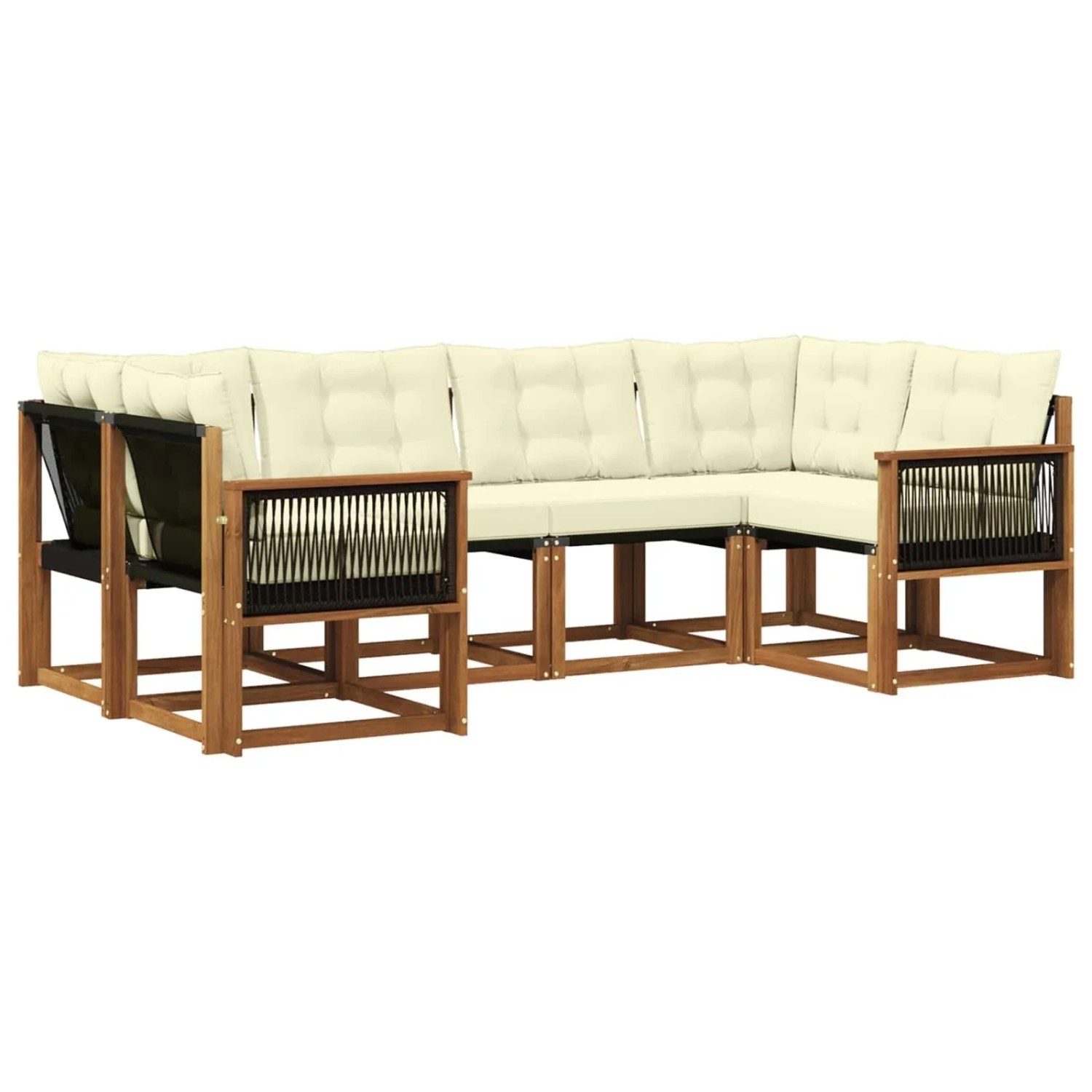 vidaXL Outdoor-Sofagarnitur mit Kissen 6 Stk Natur und Creme 3382174