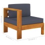 vidaXL Gartenlounge-Sofa, Akazienholz, dunkelgraue Polster. Teil eines 9-tlg Sets.