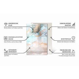 Tulup Glasplatte für Kamin Marmor-Adermuster Kamin Glasplatte Rechteck 80x60 cm Weiß Glasplatte für Kamin Glasplatte für Kaminöfen