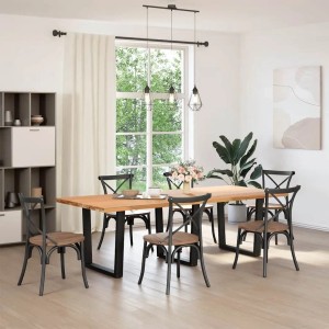 vidaXL Esstisch mit schwarzen V-förmigen Stahlbeinen (3 Stk., 80x72-73,3 cm) im Esszimmer.