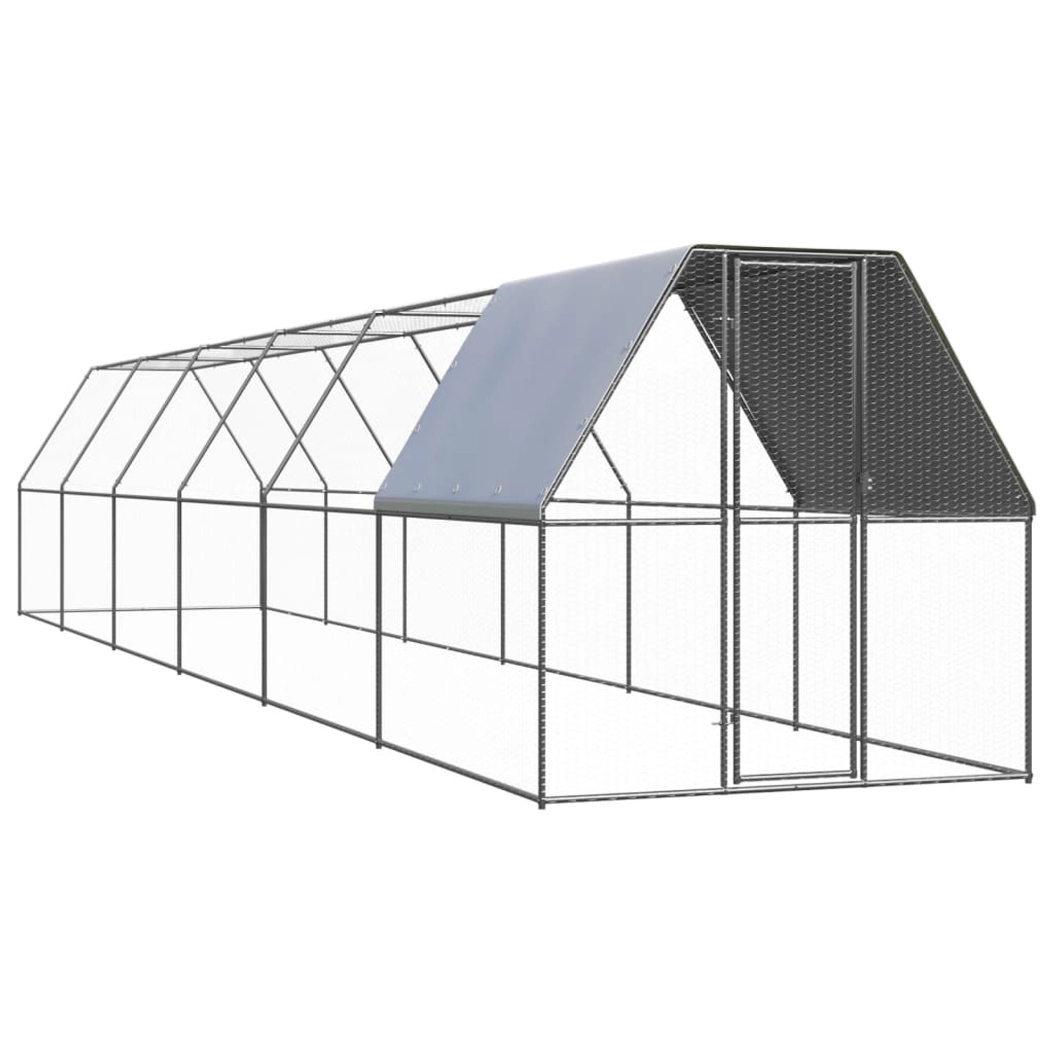 vidaXL Outdoor-Hühnerkäfig 2x12x2 m Verzinkter Stahl Modell 1