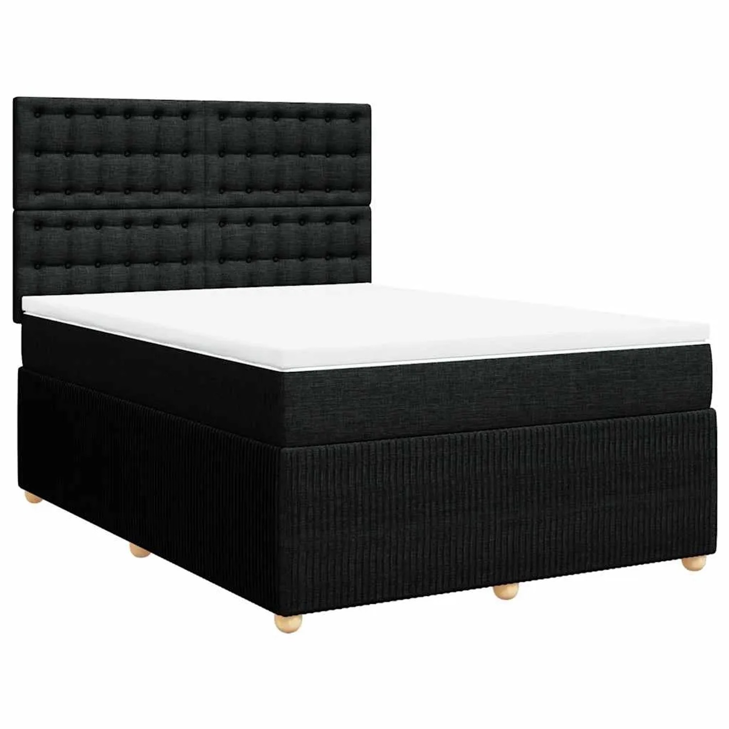 vidaXL Boxspringbett mit Matratze Schwarz 160x200 cm Stoff 3294423