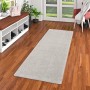 Silbergrauer Snapstyle Hochflor Teppichläufer Mona, 80x240cm, auf Holzboden.