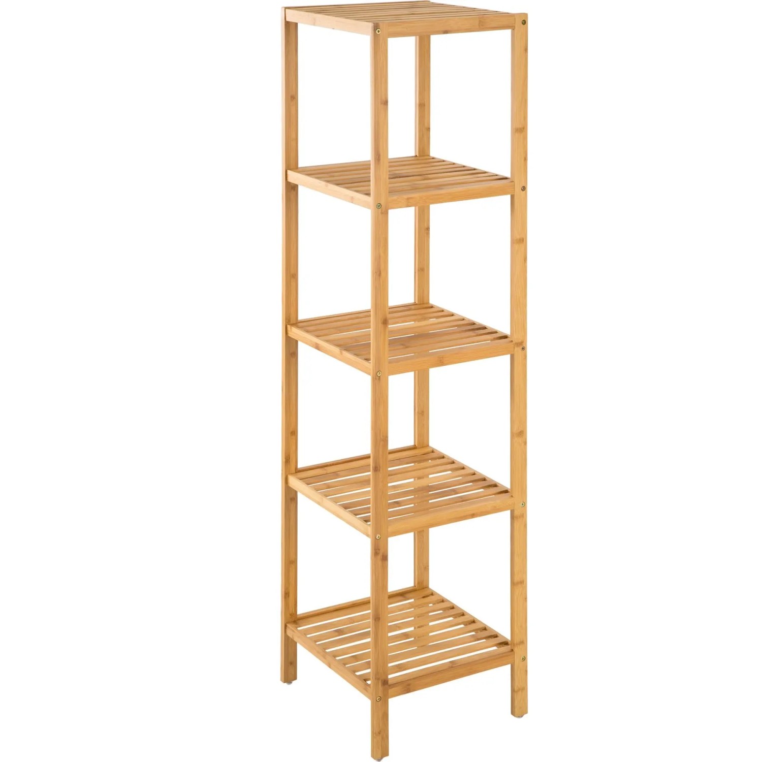 Tectake Badregal Paola Aus Bambus Mit 5 Ebenen  33 x 33 x 147 cm Braun
