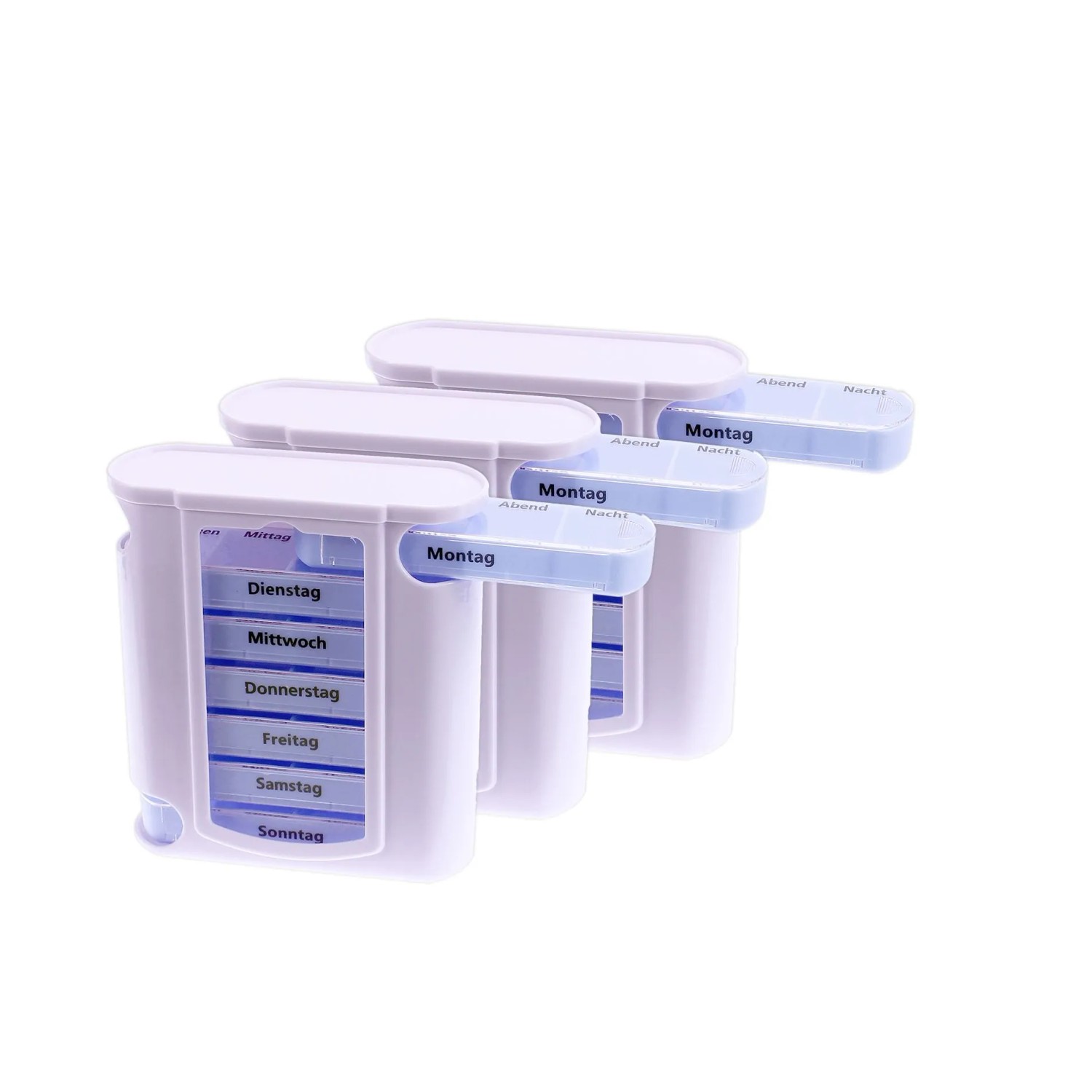 BigDean 3er Set Tablettenbox 7 Tage Wochendispenser Tablettendispenser Woche Medikamentendispenser Tower