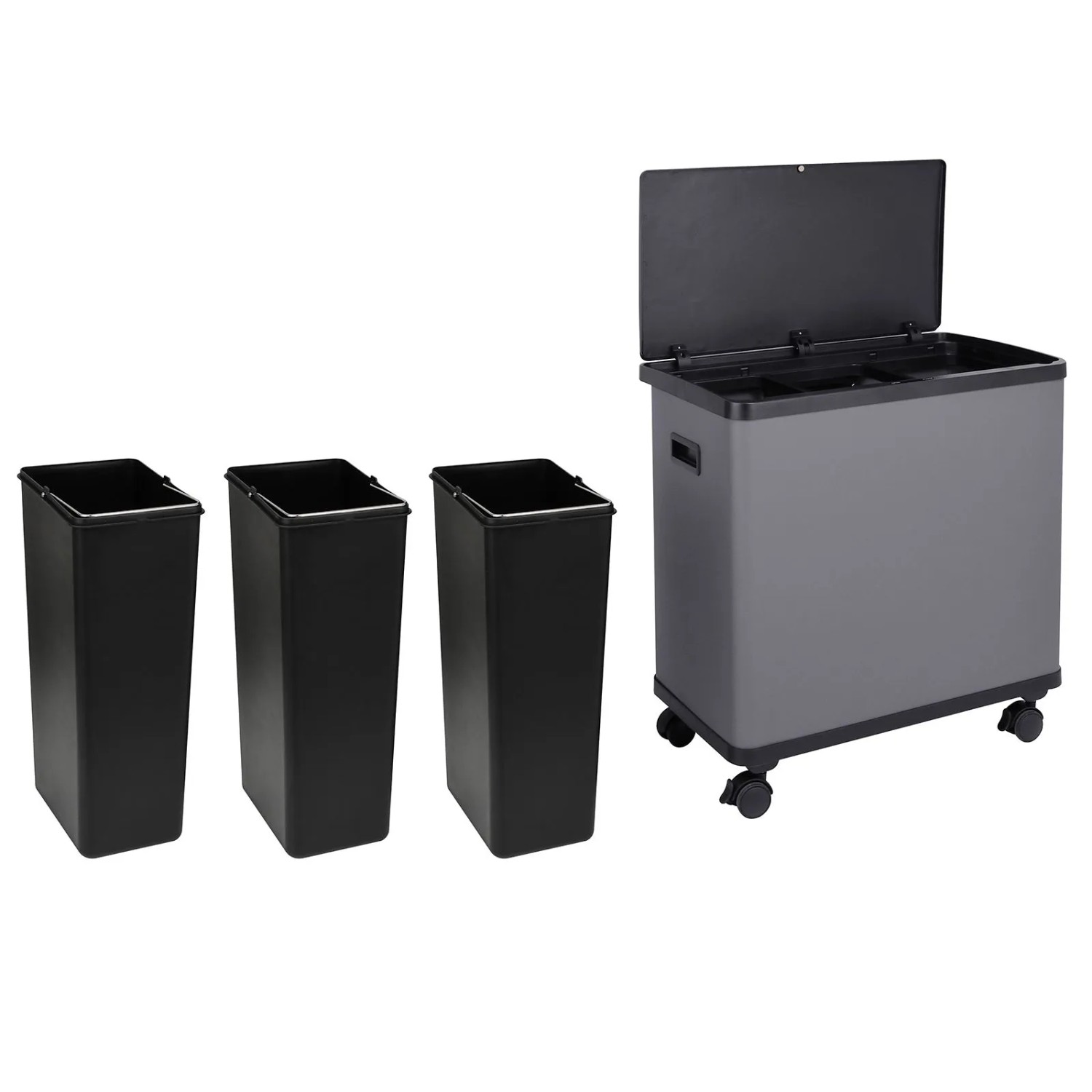 SVITA SR3X18 Sensor-Mülleimer 54L Mülltrennsystem 3 Fächer 3x18L Softclose Grau