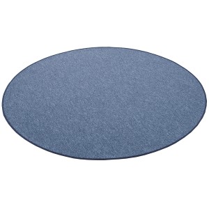 Runder, dunkelblauer Feinschlingen Velour Teppich Strong, 160cm Durchmesser.