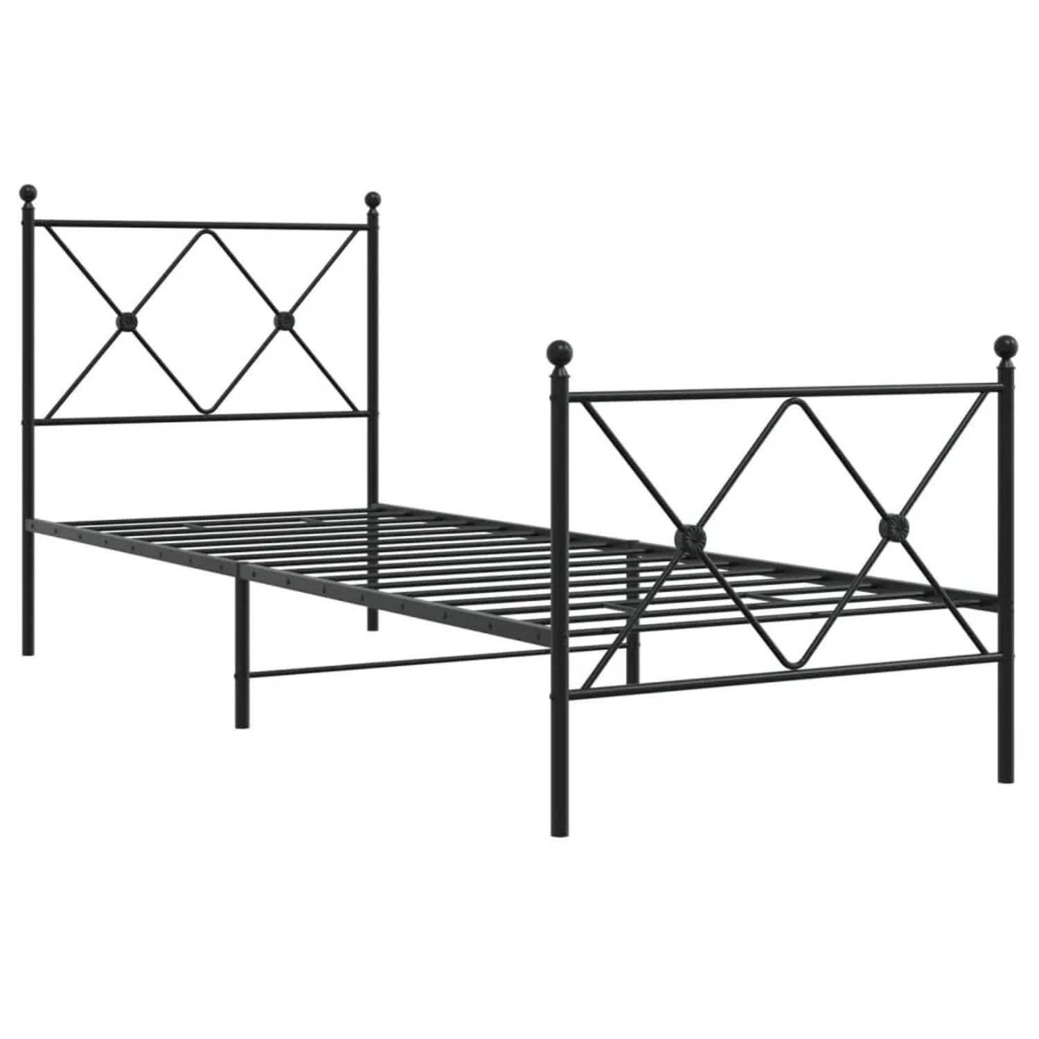 vidaXL Bettgestell mit Kopf- und Fußteil Metall Schwarz 75x190 cm 376510 günstig online kaufen