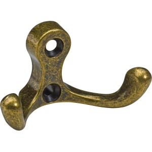 Hettich Mantelhaken, vermessingt brüniert, aus Zinkdruckguss für die Garderobe.