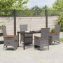 Graue 5-teilige vidaXL Garten Essgruppe mit Polyrattan und Kissen.