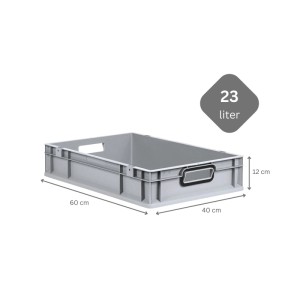 PROREGAL Eurobox Sparset, 10 graue Aufbewahrungsboxen mit Deckel, 23L, 40x60x12cm, offene Griffe.