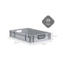 PROREGAL Eurobox Sparset, 10 graue Aufbewahrungsboxen mit Deckel, 23 Liter, Griffe schwarz.