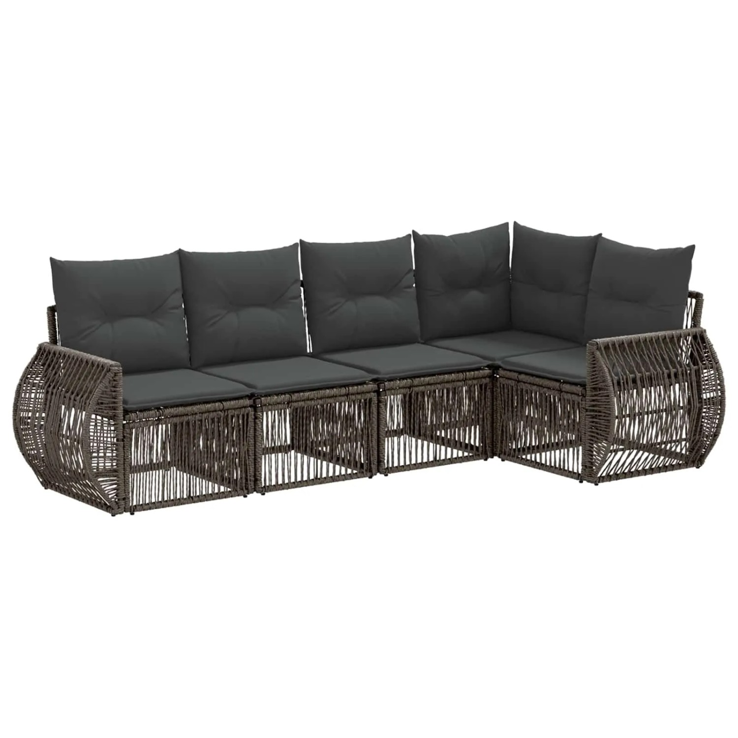 vidaXL Gartensofa-Set 5-Tlg Grau und Dunkelgrau Poly-Rattan 3435416