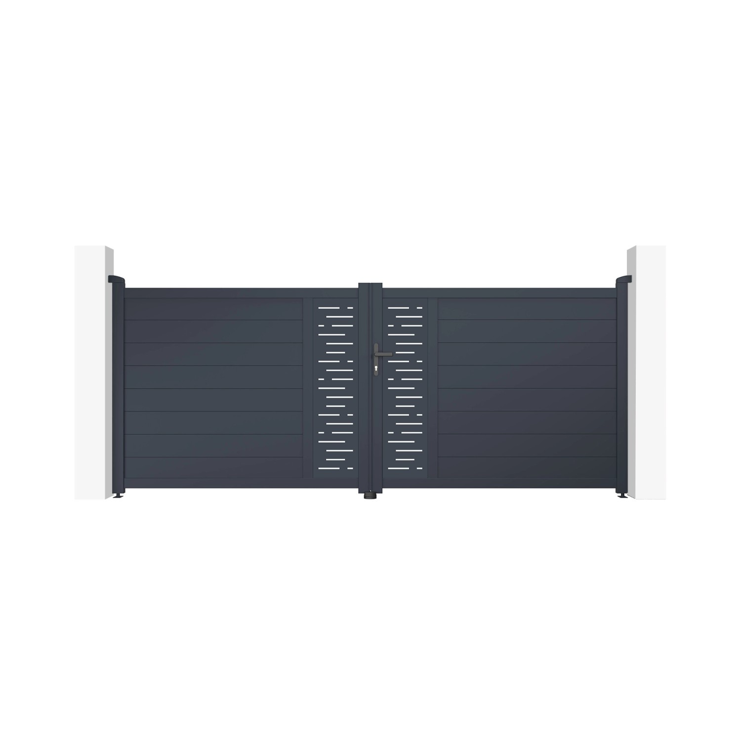 Casanoov Flügeltor 3 5M Arlberg H 140Cm & 2 Pfosten H 166Cm Aluminium Grau günstig online kaufen