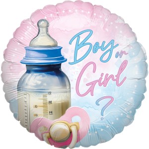 Party Factory Folienballon Gender Reveal Rosa Rund Ø 45 cm