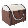 Faltbare, wasserdichte PawHut Hundebox in Kaffee/Beige, 61x46x51 cm, mit Kissen und Heringen.