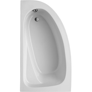 Weiße Eckbadewanne Marina, 160x90 cm, Typ B. Raumsparende Badewanne aus Sanitäracryl.