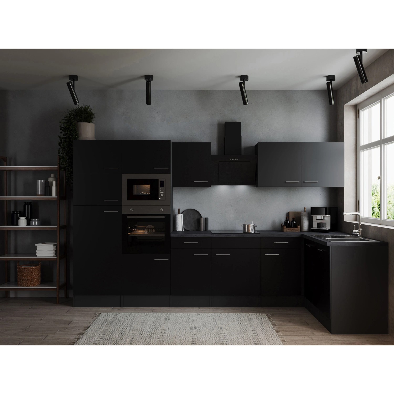 Thumbnail - Respekta Winkelküche Oliver 340 cm Schwarz