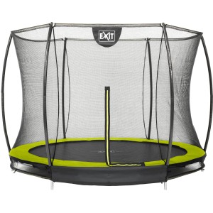 Grünes EXIT Silhouette Bodentrampolin (D244cm) mit Sicherheitsnetz für sicheren Springspaß.