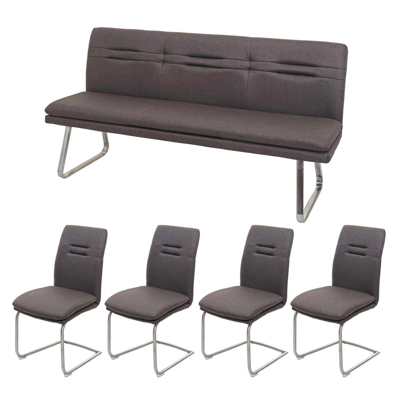 MCW Esszimmer-Set H70 Esszimmergruppe Grau-Braun 180cm