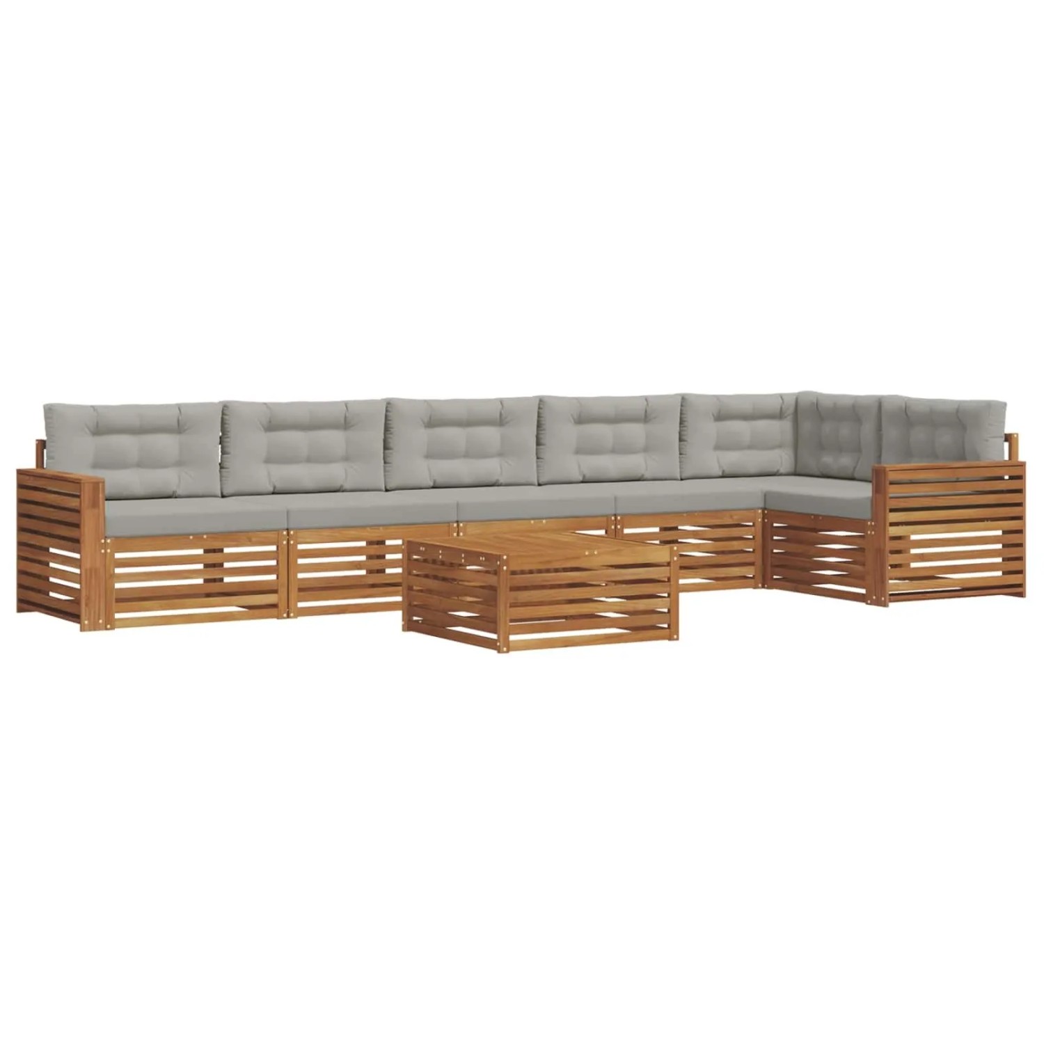 vidaXL Outdoor-Sofagarnitur mit Kissen 7-Tlg Natur und Hellgrau 3373586