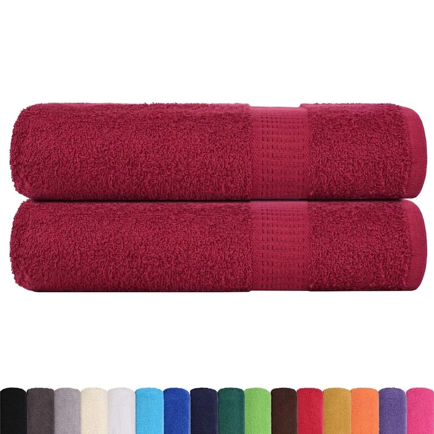 vidaXL Duschtücher 2 Stk Bordeauxrot 70x140cm 360 g/m² 100% Baumwolle 136737