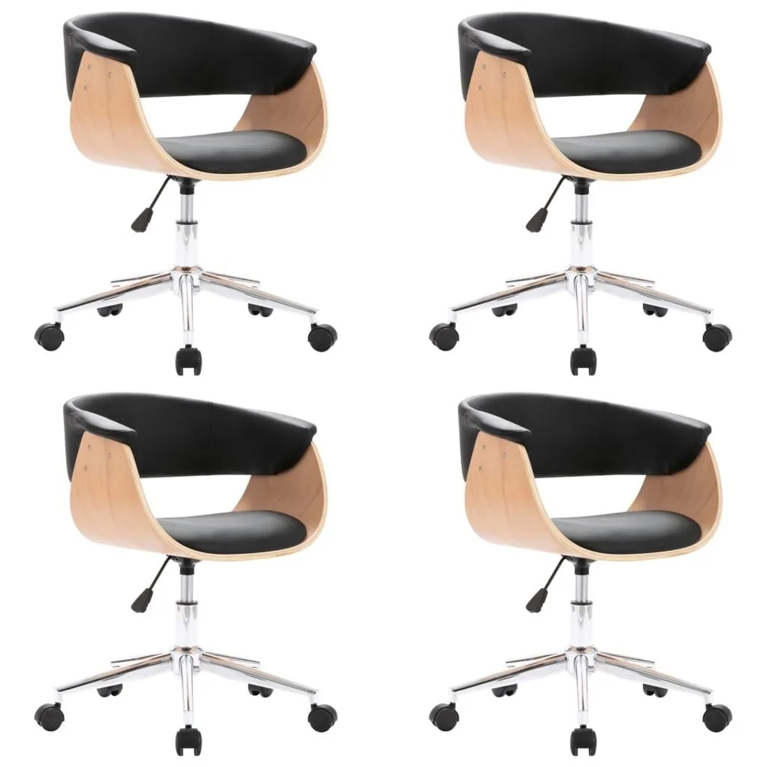 vidaXL Esszimmerstühle 4 Stk Drehbar Schwarz Kunstleder 3054882