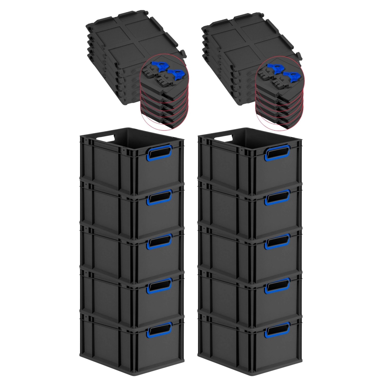 PROREGAL SuperSparSet 10x Eurobox Nextgen Color Mit Scharnierdeckel HxBxT 2 günstig online kaufen