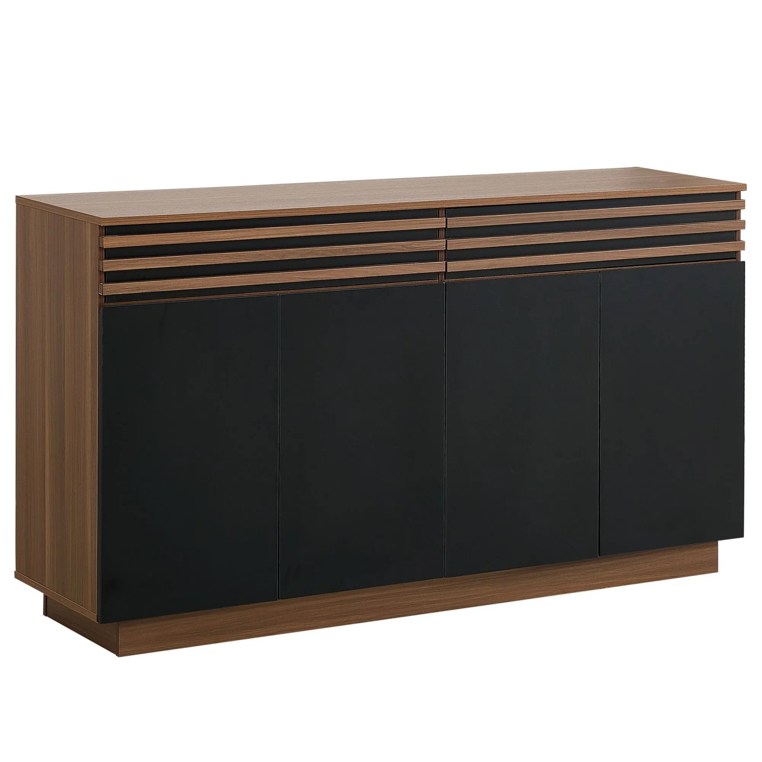 Merax Sideboard 150x40x85 cm Braun Schwarz 4 Türen