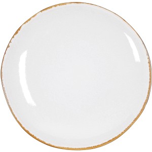 Mica Decorations Essteller Tabo, weiß, Ø 26,5 cm, Keramikteller mit braunem Rand.