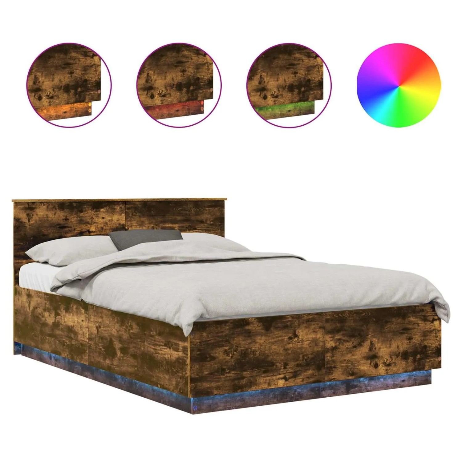 vidaXL Bettrahmen Geräucherte Eiche 150 x 200 cm Holzwerkstoff 3408065