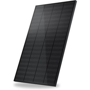 Schwarzes SUNSHARE Ray 200W Solarmodul für Balkonkraftwerke mit TopCon N Typ Zellen.