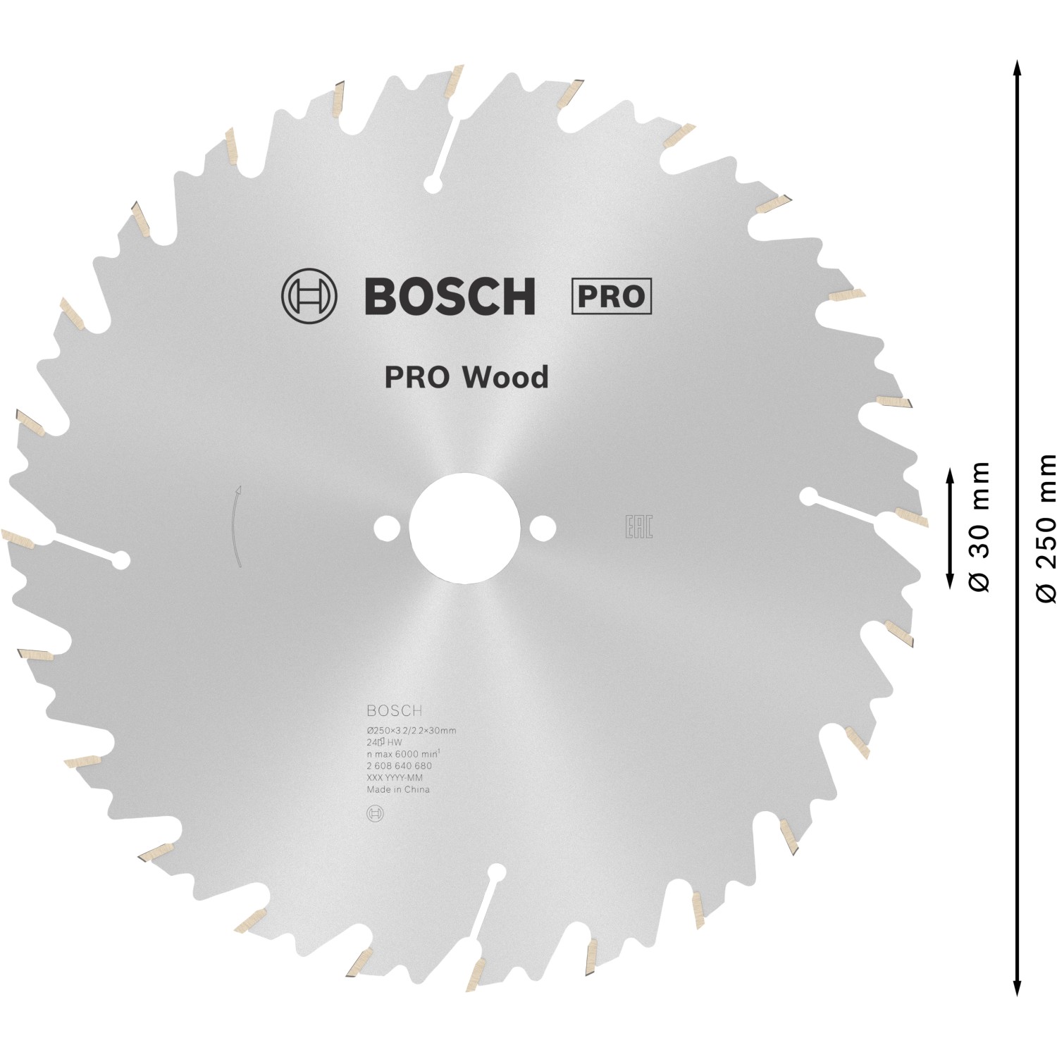 Bosch Kreissägeblatt Speedline Wood 250 mm x 32 mm x 30 mm 24 Zähne günstig online kaufen