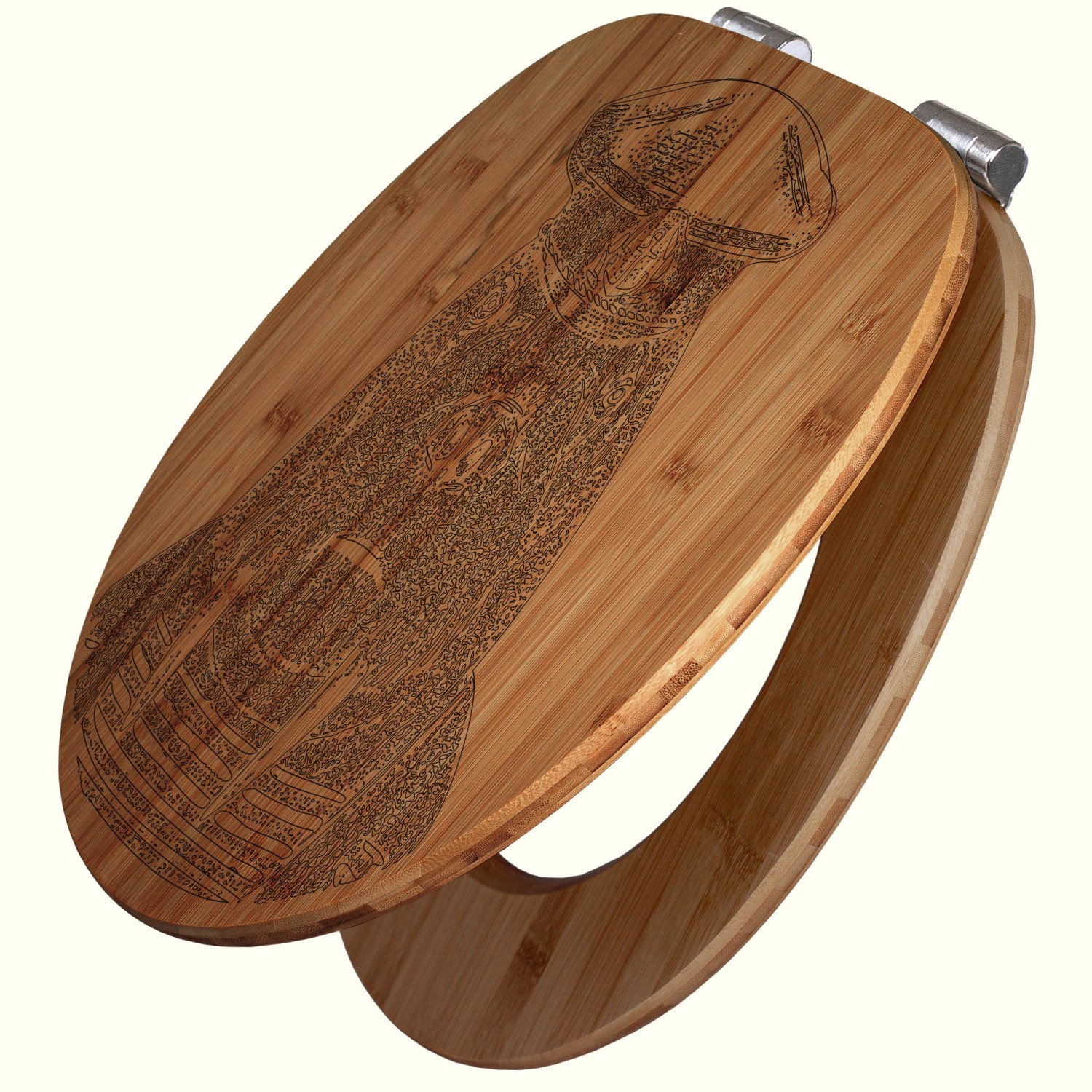 Banjado WC Sitz Bambus Holz Mit Gravur Toilettendeckel Mit Absenkautomatik günstig online kaufen