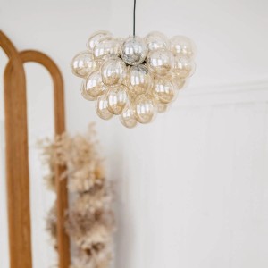 QAZQA Art Deco Hängelampe Schwarz mit Glas 8-Licht Uvas