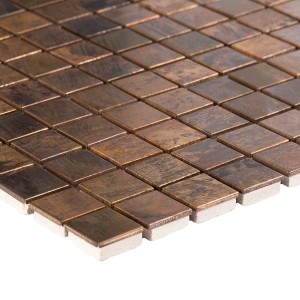 Mosaikfliese aus Metall in Kupfer 3D Optik, quadratisch, 30,8x30,8 cm.