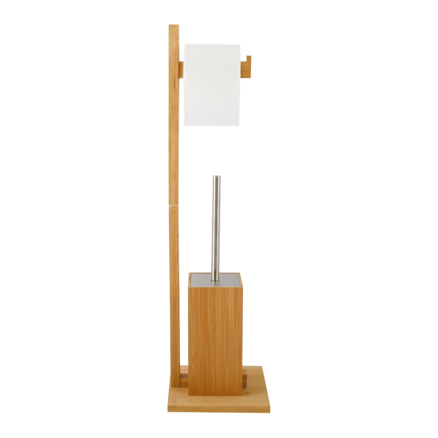 MSV WC-Garnitur Bambus 19 cm x 19 cm x 70,5 cm Braun-Silber günstig online kaufen