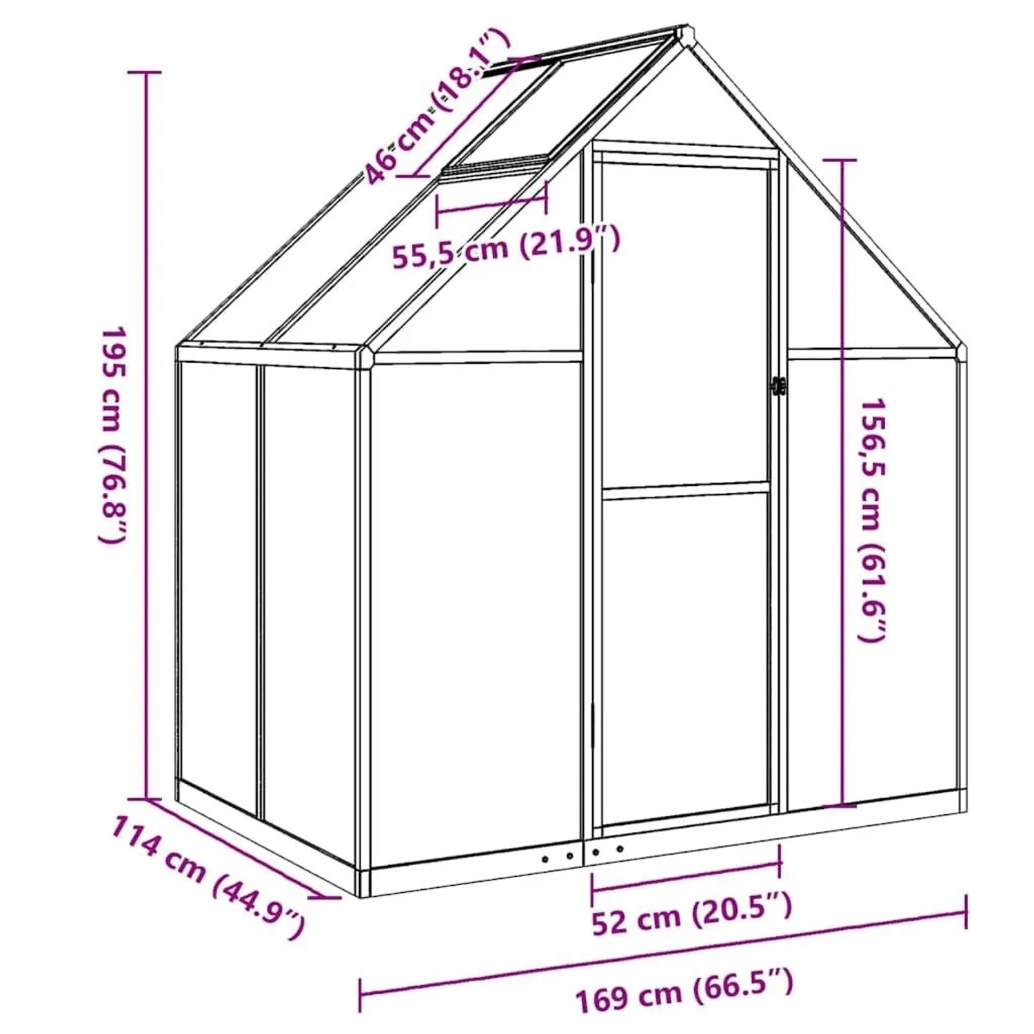 vidaXL Gewächshaus mit Fundamentrahmen Silbern 169x114x195 cm Alu 4005822_11