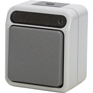 Merten AQUASTAR Feuchtraum Aus-/Wechselschalter, grau/weiß.