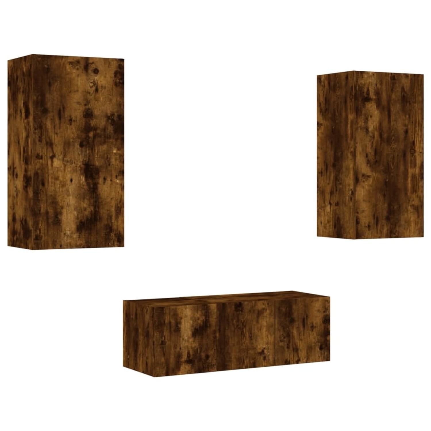 vidaXL 4-Tlg Wohnwand mit LED-Beleuchtung Räuchereiche Holzwerkstoff 321682 günstig online kaufen