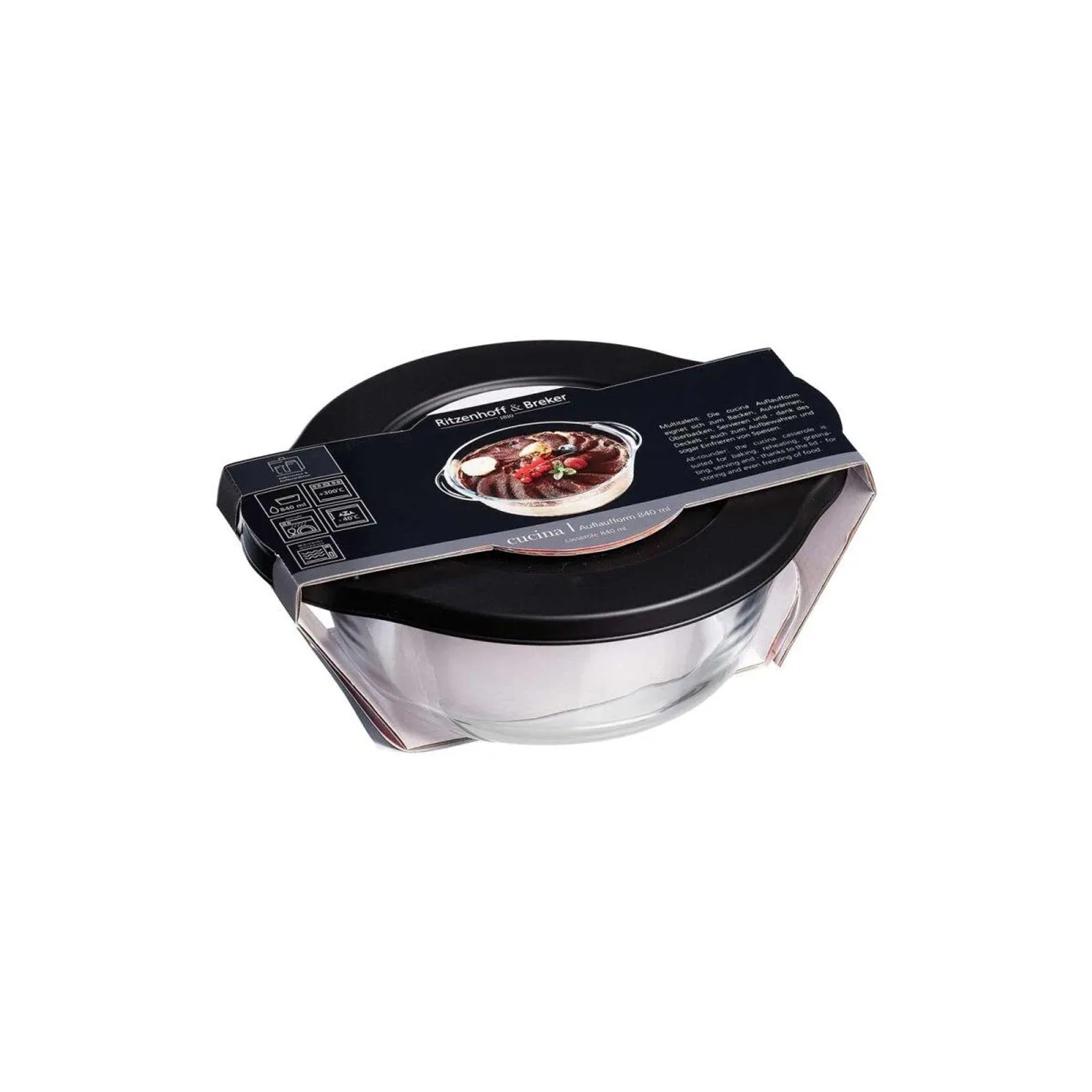 Ritzenhoff & Breker Cucina Auflaufform mit Frischhaltedeckel Rund 840 ml