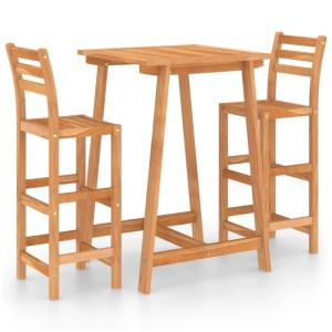 3-teiliges Gartenbar-Set aus Akazienholz: Bartisch und zwei Barstühle für Garten oder Terrasse.