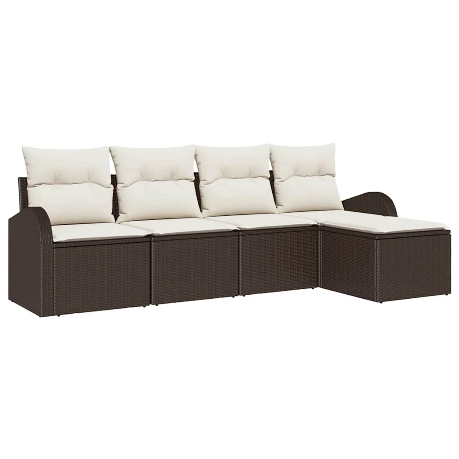 vidaXL Garten-Sofa-Set mit Kissen 5-Tlg Braun und Weiß Poly Rattan 3354667 günstig online kaufen