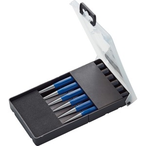 LUX-TOOLS Durchschläger-Satz, 6-teilig im Kasten, Größen 1-6 mm, für Nageleisen & Meißel.