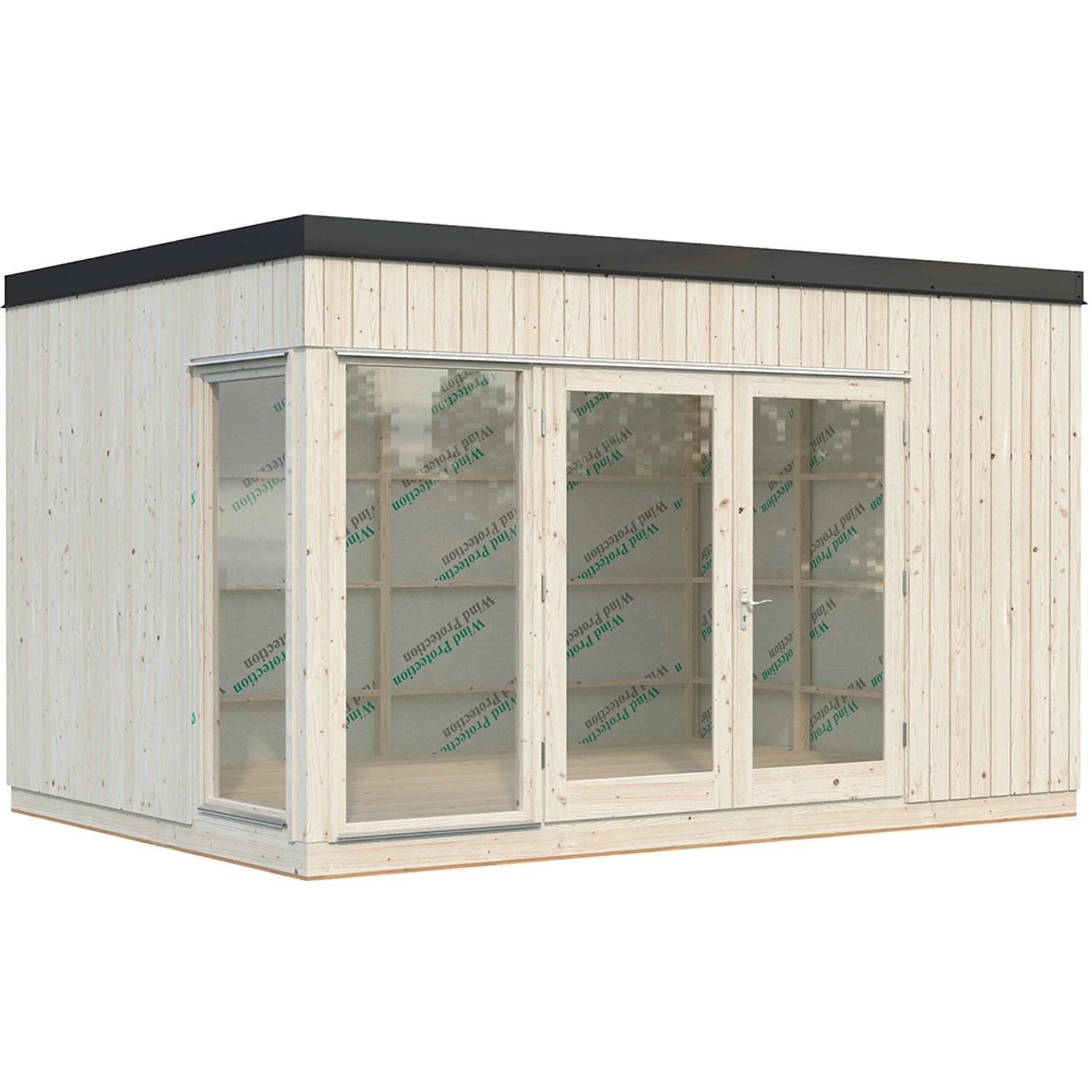 Palmako Solveig Holz-Gartenhaus Natur Flachdach Unbehandelt 452 cm x 330 cm günstig online kaufen