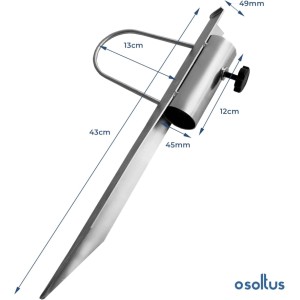 osoltus Rasendorn aus verzinktem Stahl für Sonnenschirme 28-43mm, mit Anleinöse für Hunde. Garten, Strand.