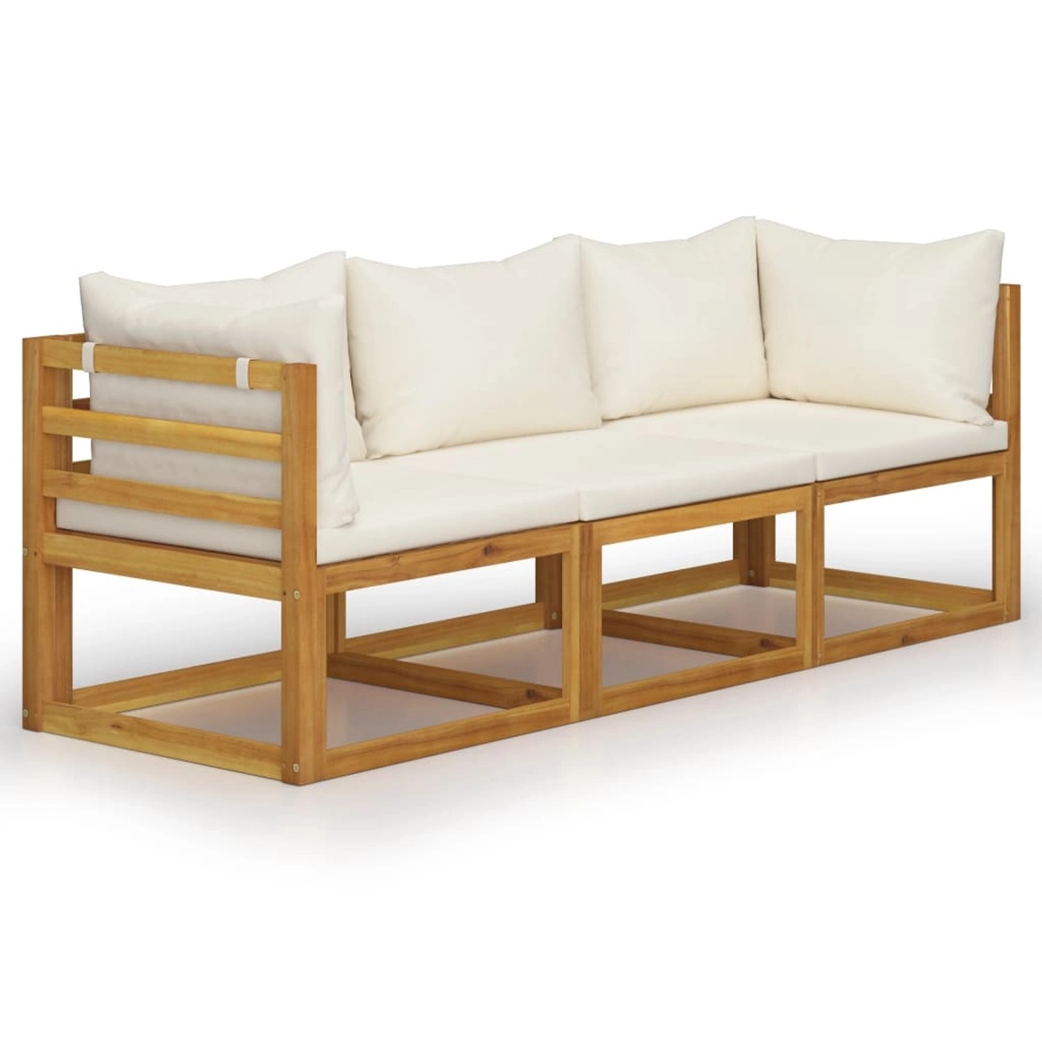 vidaXL 3-Sitzer-Gartensofa mit Auflage Creme Akazie Massivholz 3057638