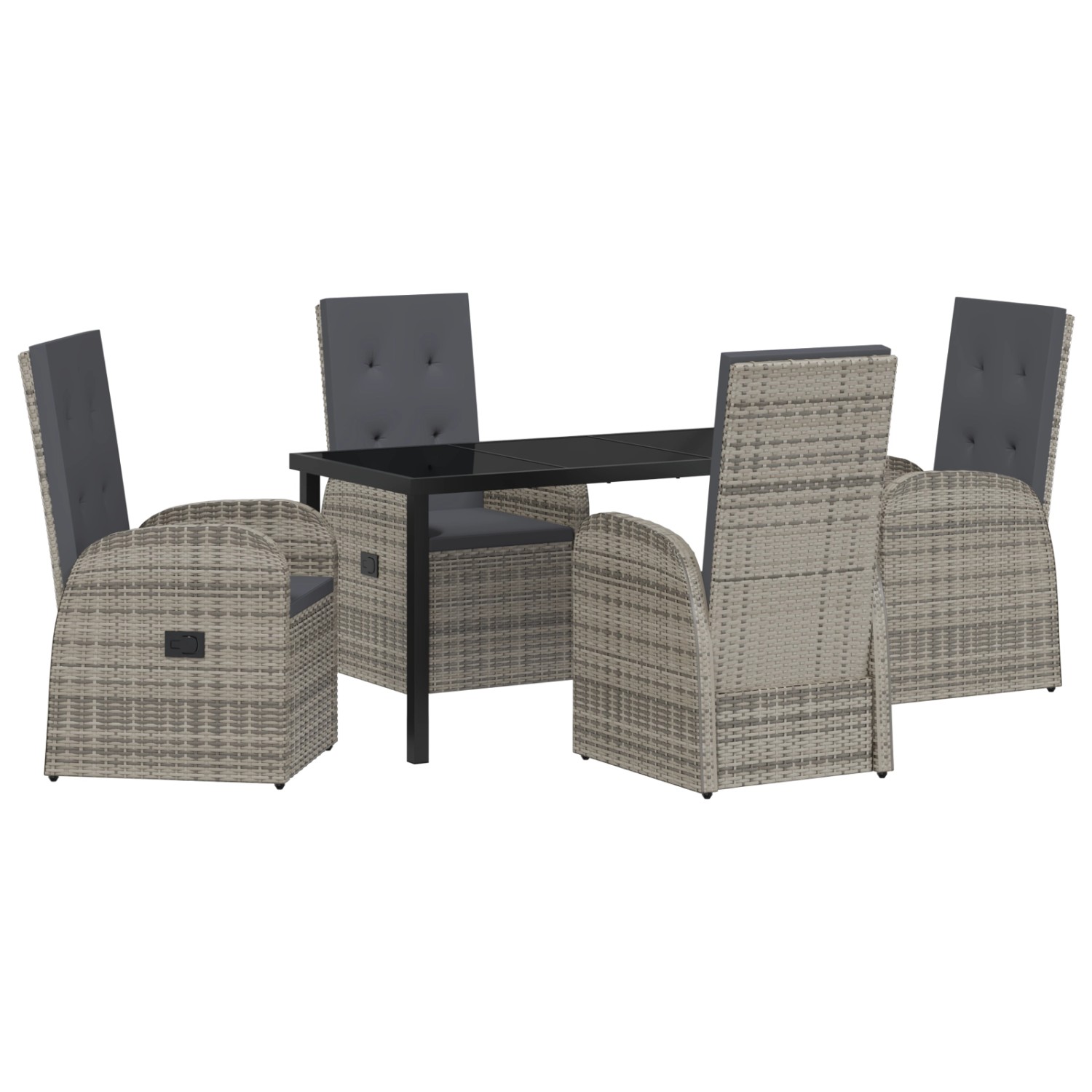 vidaXL Garten Essgruppe mit Kissen 5-Tlg Grau Poly Rattan 3379494 günstig online kaufen
