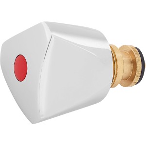 Dreikanthaubengriff, silberfarben, mit roter Markierung und Messingoberteil (21 mm).