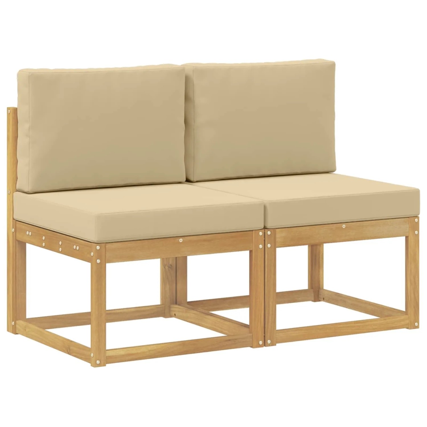 vidaXL 2 Stück Outdoor Mittelsofa Massivholz Akazie Weiß 901466
